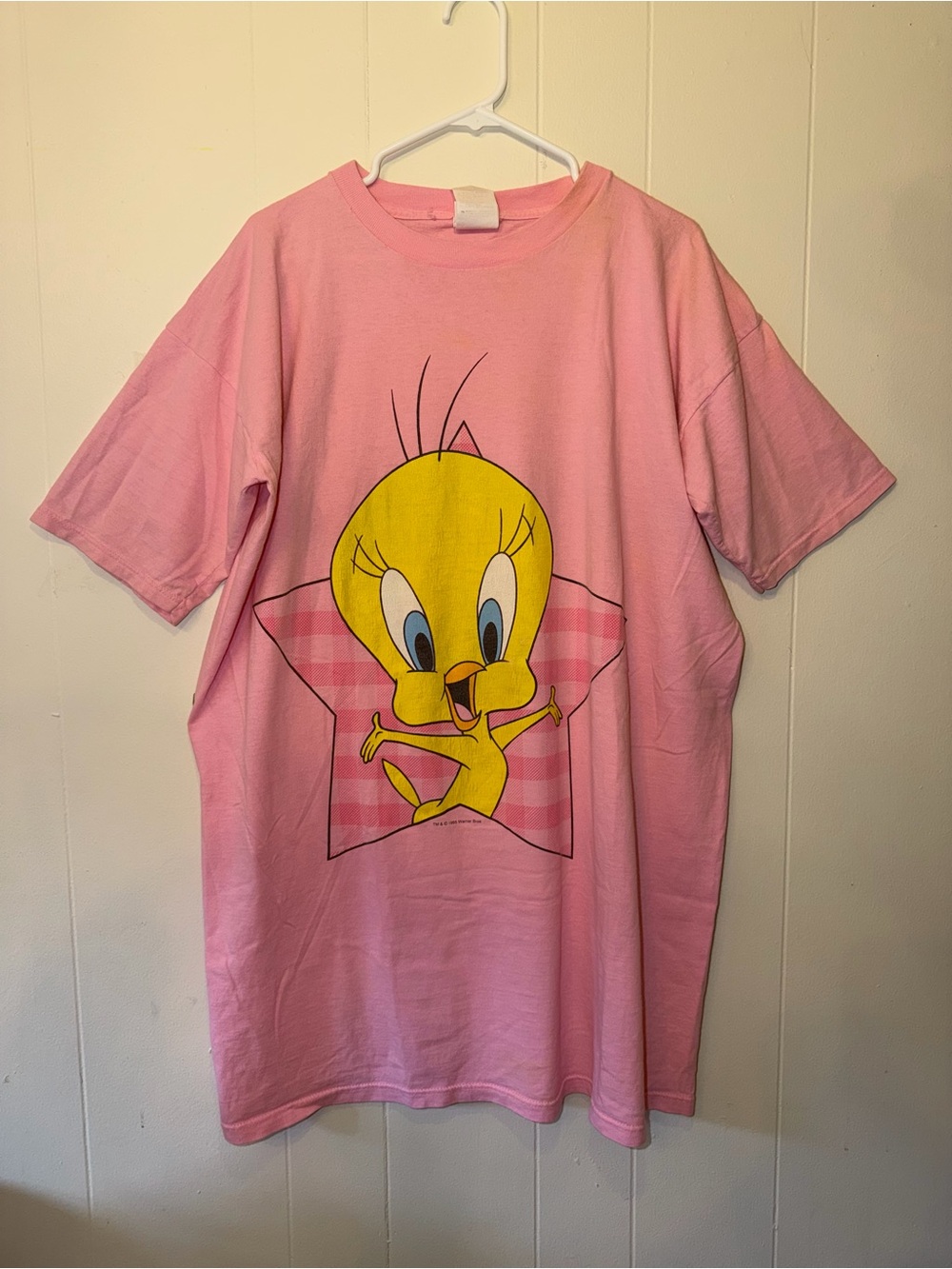 VTG 90’s Tweety Bird Looney Tunes Sleepy Heads Pink Sleep Shirt One Size